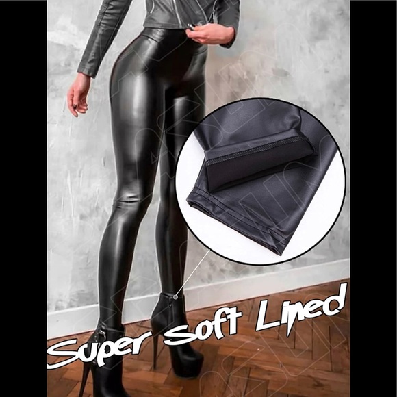 Faux Leather Matte Black Leggings Pants - Picture 8 of 9